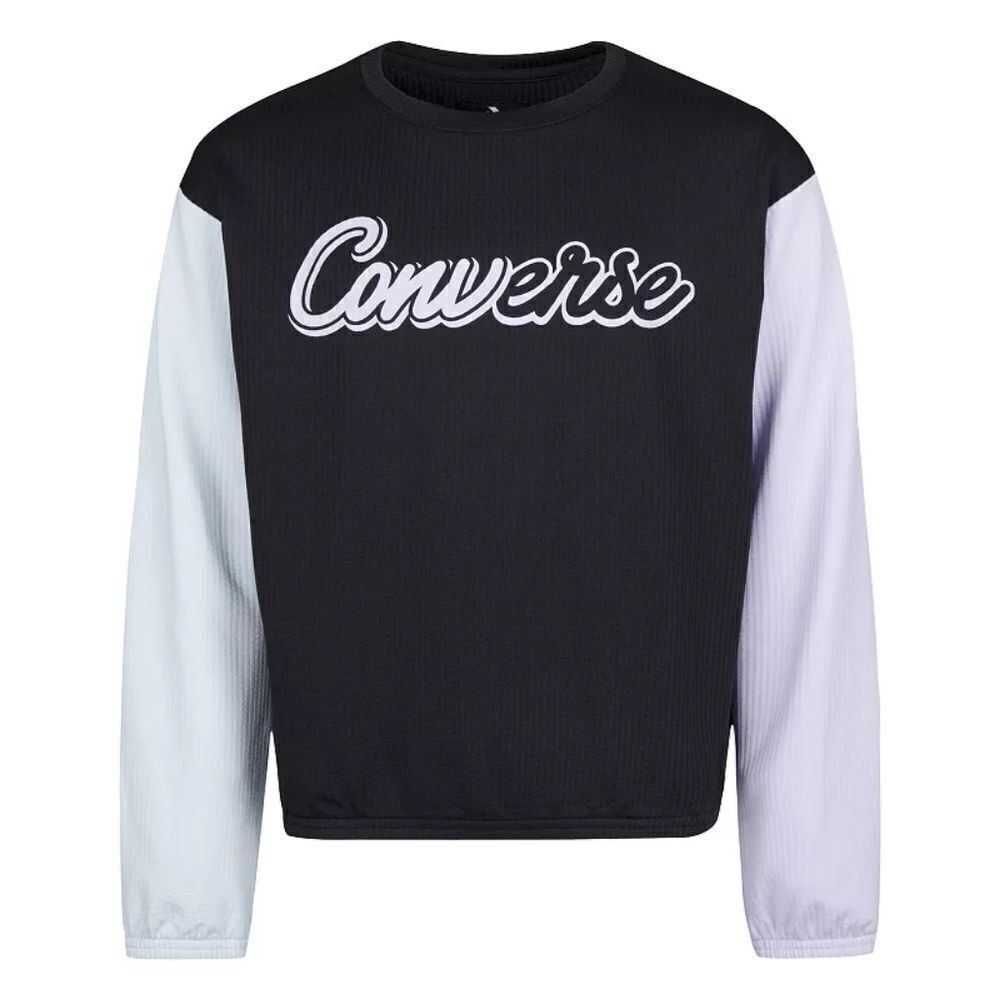 Girls Size Medium (10-12 Years) Converse Relaxed Long Sleeve Blocked Graphic Tee